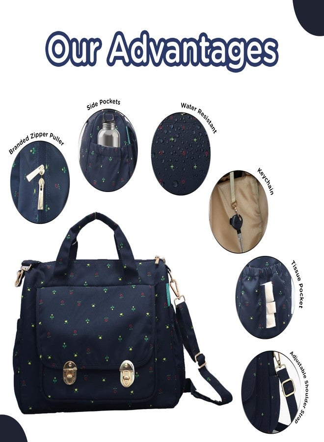 Motherly WOW Tote Diaper Bag for Mothers for Travel, Maternity Bag for Newborn Baby, Multiple Pocket Water Resistant Baby Bag (Blue Flower) - Image 5